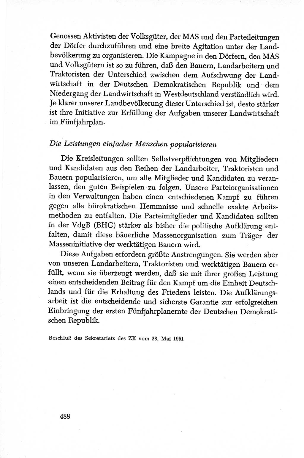 Dokumente der Sozialistischen Einheitspartei Deutschlands (SED) [Deutsche Demokratische Republik (DDR)] 1950-1952, Seite 488 (Dok. SED DDR 1950-1952, S. 488)