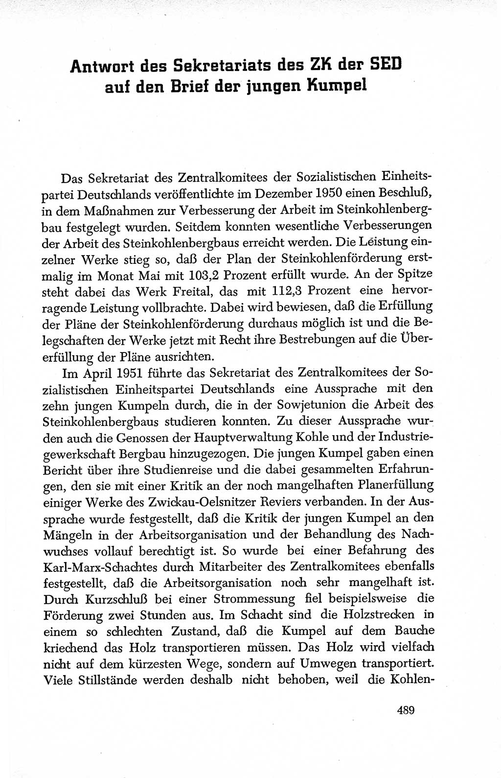 Dokumente der Sozialistischen Einheitspartei Deutschlands (SED) [Deutsche Demokratische Republik (DDR)] 1950-1952, Seite 489 (Dok. SED DDR 1950-1952, S. 489)
