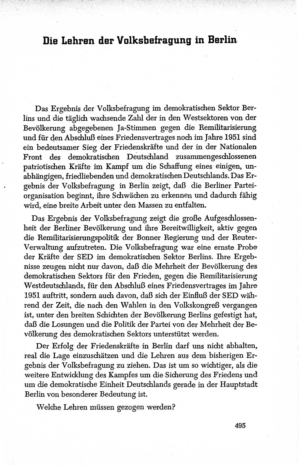 Dokumente der Sozialistischen Einheitspartei Deutschlands (SED) [Deutsche Demokratische Republik (DDR)] 1950-1952, Seite 495 (Dok. SED DDR 1950-1952, S. 495)