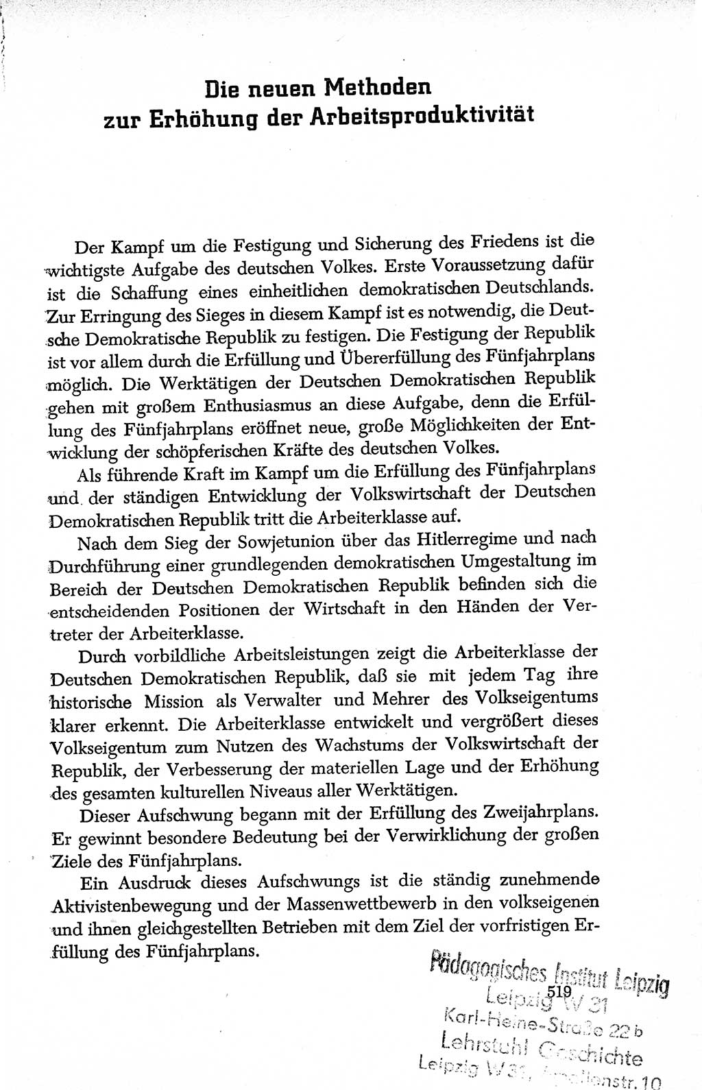 Dokumente der Sozialistischen Einheitspartei Deutschlands (SED) [Deutsche Demokratische Republik (DDR)] 1950-1952, Seite 519 (Dok. SED DDR 1950-1952, S. 519)