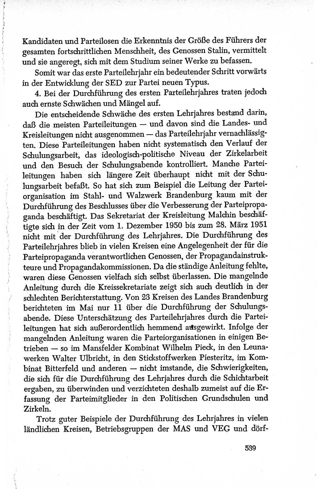 Dokumente der Sozialistischen Einheitspartei Deutschlands (SED) [Deutsche Demokratische Republik (DDR)] 1950-1952, Seite 539 (Dok. SED DDR 1950-1952, S. 539)