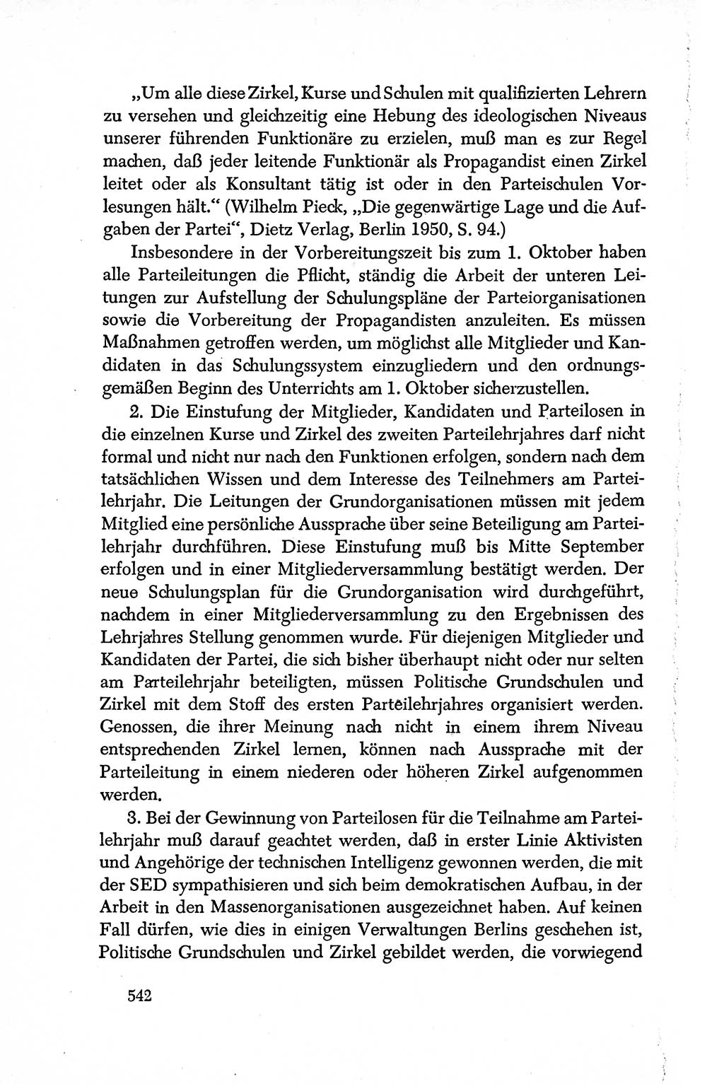 Dokumente der Sozialistischen Einheitspartei Deutschlands (SED) [Deutsche Demokratische Republik (DDR)] 1950-1952, Seite 542 (Dok. SED DDR 1950-1952, S. 542)
