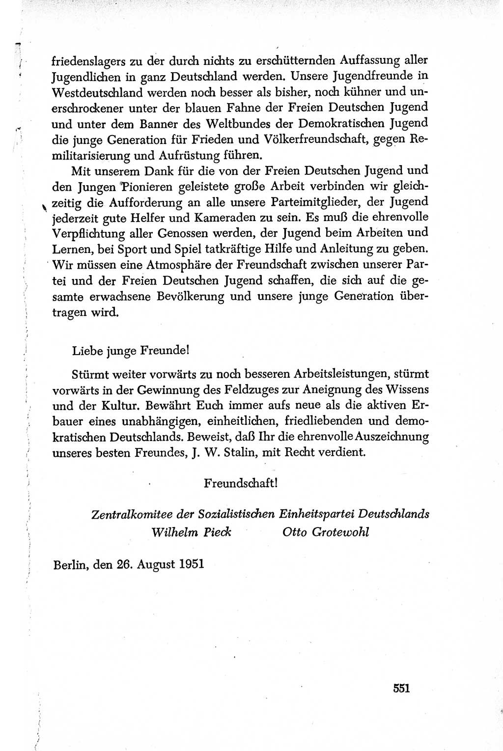 Dokumente der Sozialistischen Einheitspartei Deutschlands (SED) [Deutsche Demokratische Republik (DDR)] 1950-1952, Seite 551 (Dok. SED DDR 1950-1952, S. 551)