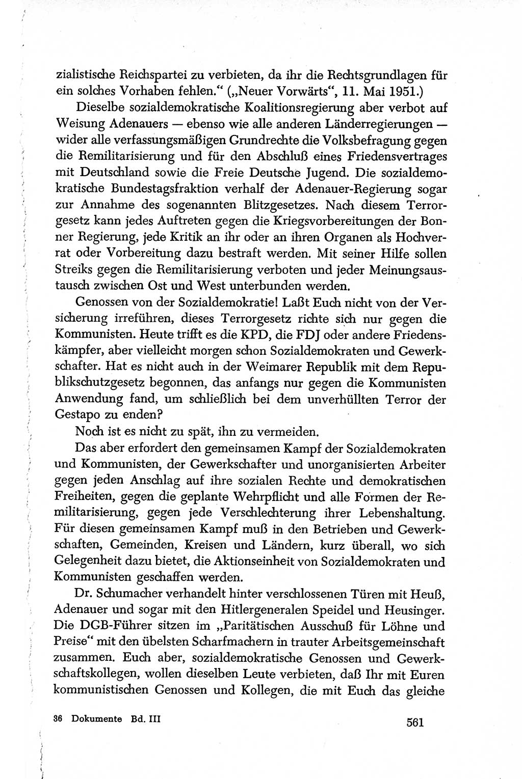Dokumente der Sozialistischen Einheitspartei Deutschlands (SED) [Deutsche Demokratische Republik (DDR)] 1950-1952, Seite 561 (Dok. SED DDR 1950-1952, S. 561)