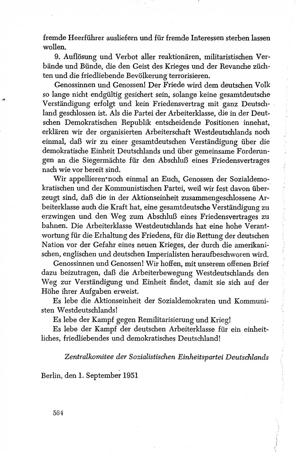 Dokumente der Sozialistischen Einheitspartei Deutschlands (SED) [Deutsche Demokratische Republik (DDR)] 1950-1952, Seite 564 (Dok. SED DDR 1950-1952, S. 564)