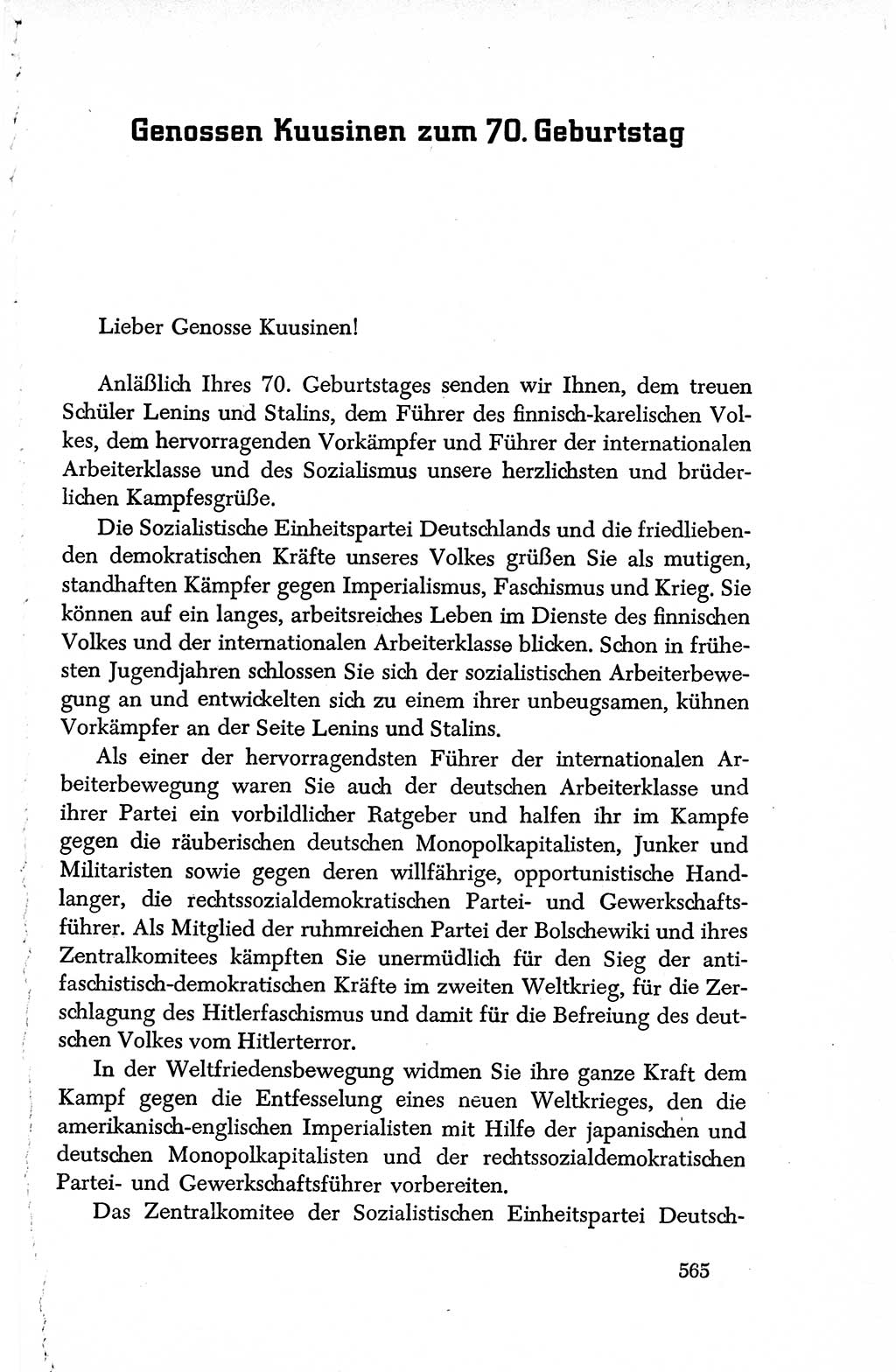 Dokumente der Sozialistischen Einheitspartei Deutschlands (SED) [Deutsche Demokratische Republik (DDR)] 1950-1952, Seite 565 (Dok. SED DDR 1950-1952, S. 565)