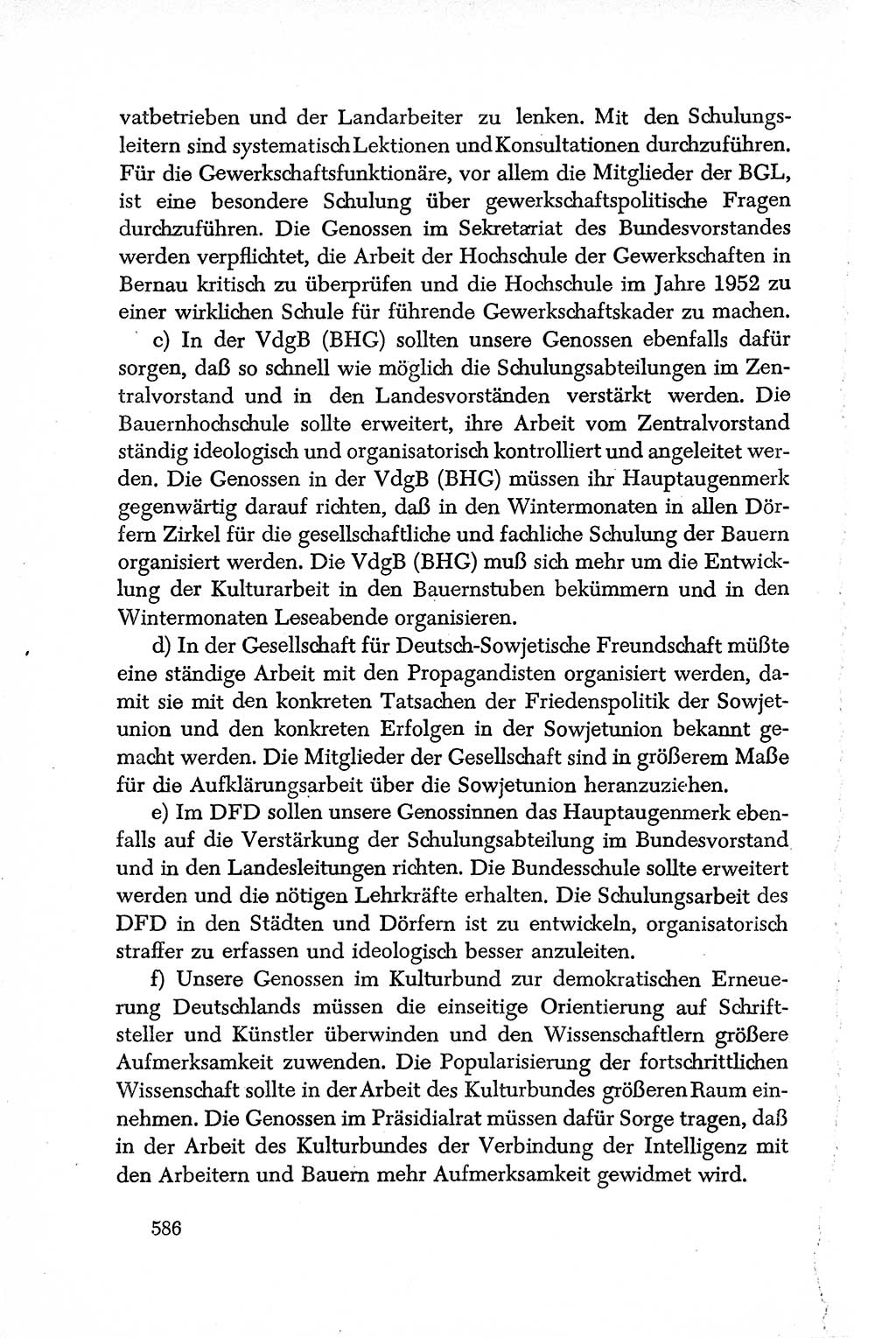 Dokumente der Sozialistischen Einheitspartei Deutschlands (SED) [Deutsche Demokratische Republik (DDR)] 1950-1952, Seite 586 (Dok. SED DDR 1950-1952, S. 586)