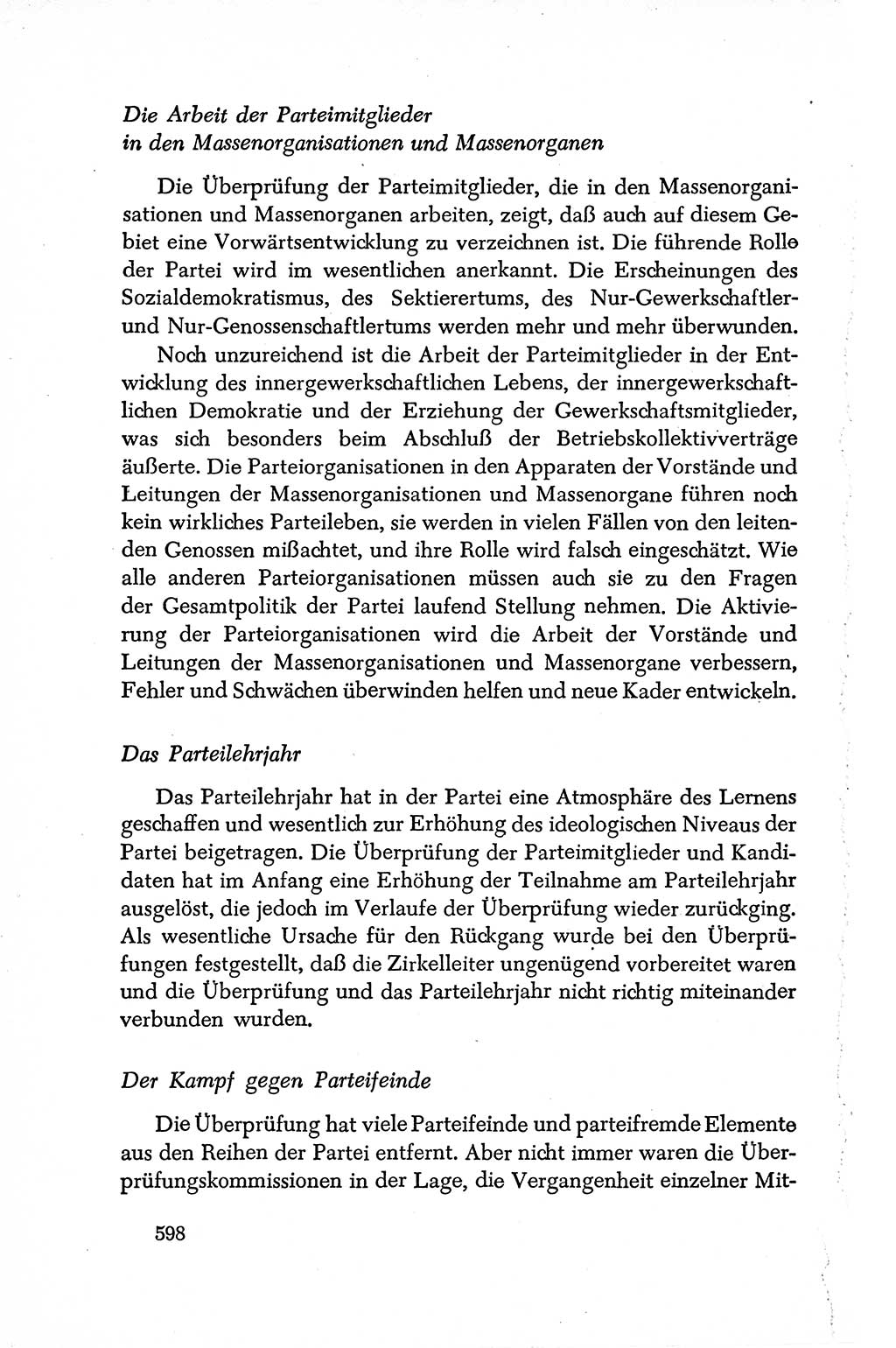 Dokumente der Sozialistischen Einheitspartei Deutschlands (SED) [Deutsche Demokratische Republik (DDR)] 1950-1952, Seite 598 (Dok. SED DDR 1950-1952, S. 598)
