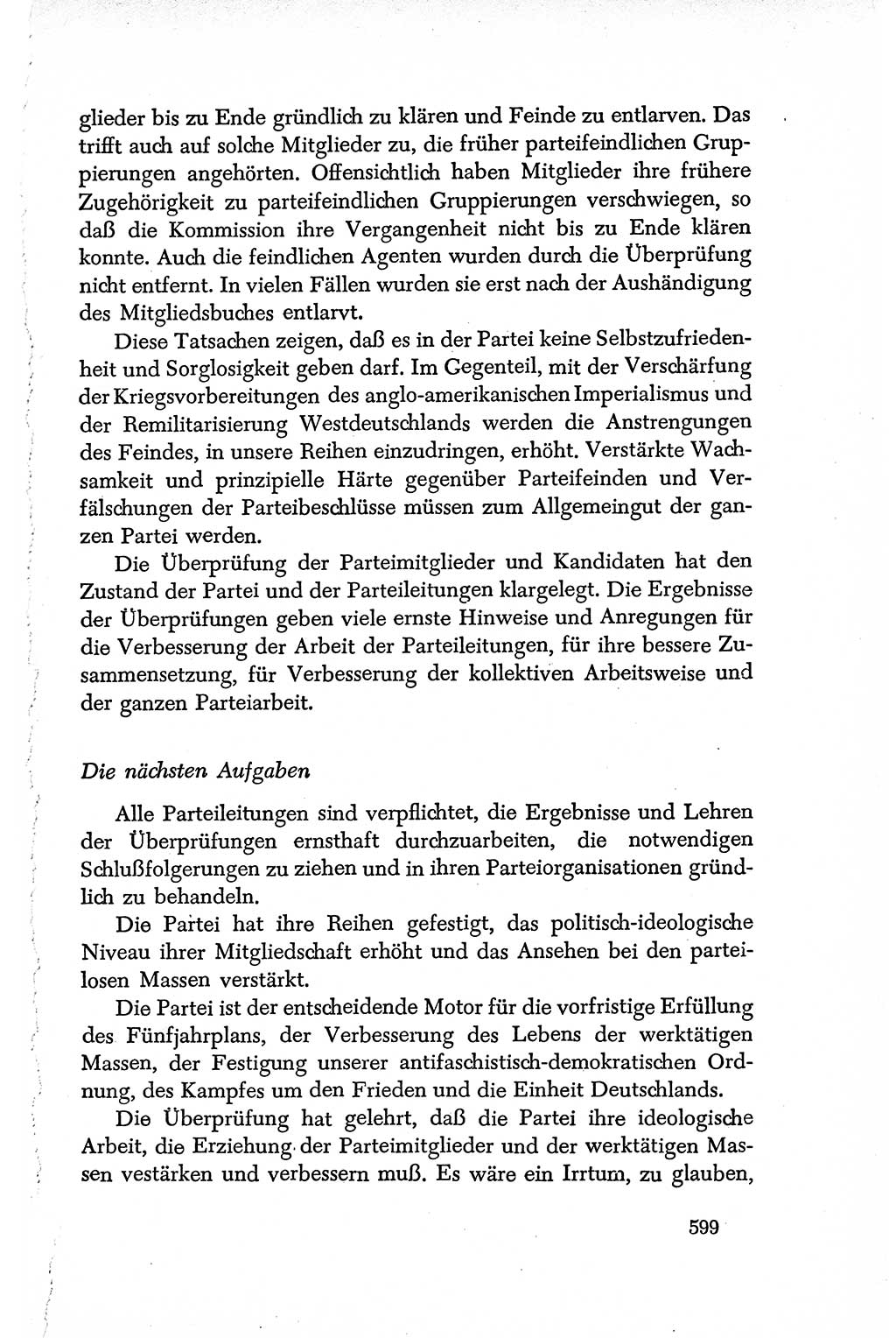 Dokumente der Sozialistischen Einheitspartei Deutschlands (SED) [Deutsche Demokratische Republik (DDR)] 1950-1952, Seite 599 (Dok. SED DDR 1950-1952, S. 599)