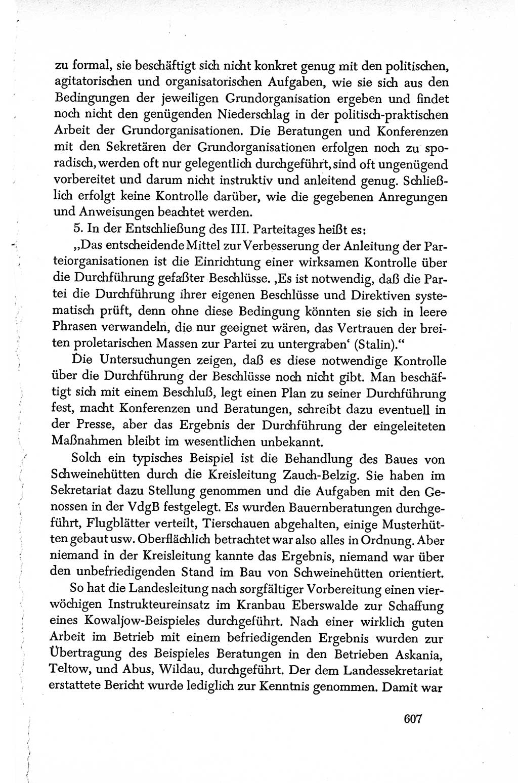 Dokumente der Sozialistischen Einheitspartei Deutschlands (SED) [Deutsche Demokratische Republik (DDR)] 1950-1952, Seite 607 (Dok. SED DDR 1950-1952, S. 607)