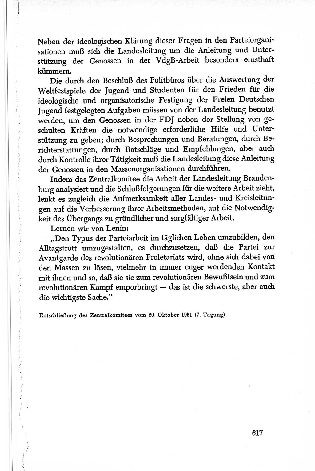 Dokumente der Sozialistischen Einheitspartei Deutschlands (SED) [Deutsche Demokratische Republik (DDR)] 1950-1952, Seite 617 (Dok. SED DDR 1950-1952, S. 617)