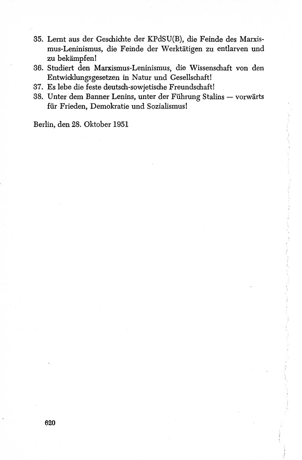 Dokumente der Sozialistischen Einheitspartei Deutschlands (SED) [Deutsche Demokratische Republik (DDR)] 1950-1952, Seite 620 (Dok. SED DDR 1950-1952, S. 620)