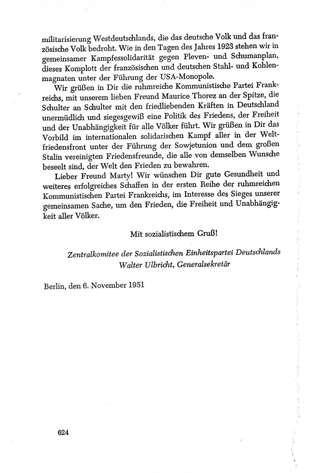 Dokumente der Sozialistischen Einheitspartei Deutschlands (SED) [Deutsche Demokratische Republik (DDR)] 1950-1952, Seite 624 (Dok. SED DDR 1950-1952, S. 624)