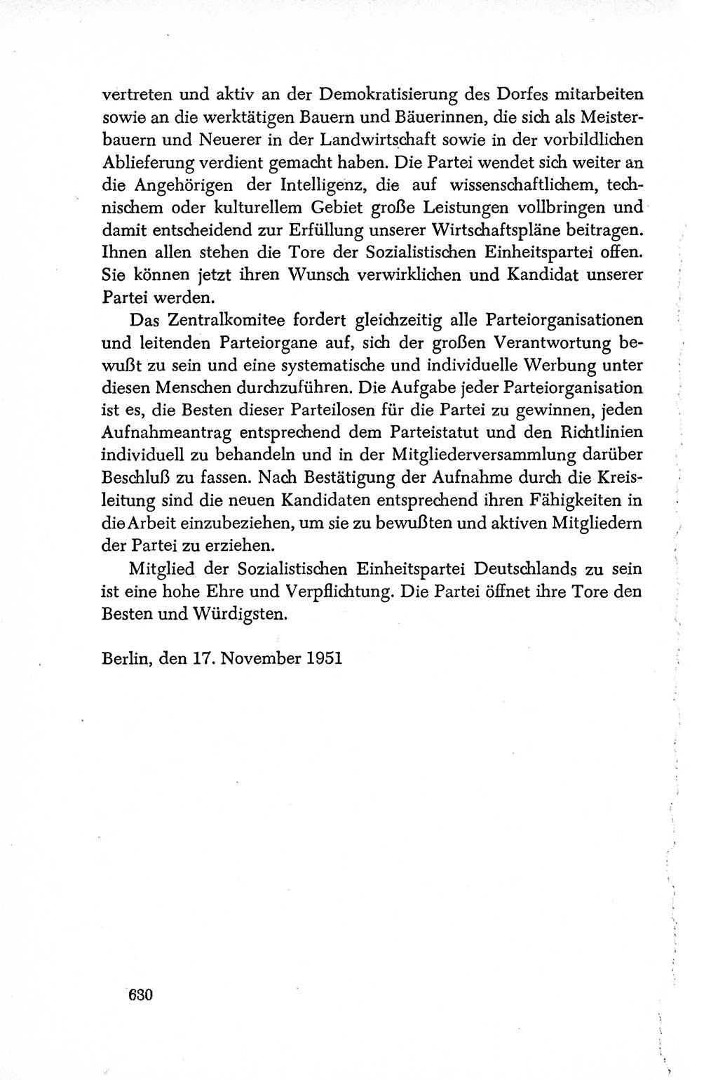 Dokumente der Sozialistischen Einheitspartei Deutschlands (SED) [Deutsche Demokratische Republik (DDR)] 1950-1952, Seite 630 (Dok. SED DDR 1950-1952, S. 630)