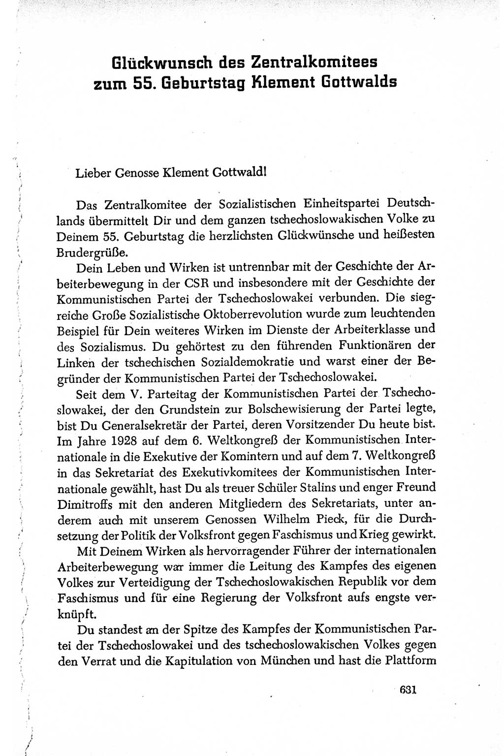 Dokumente der Sozialistischen Einheitspartei Deutschlands (SED) [Deutsche Demokratische Republik (DDR)] 1950-1952, Seite 631 (Dok. SED DDR 1950-1952, S. 631)