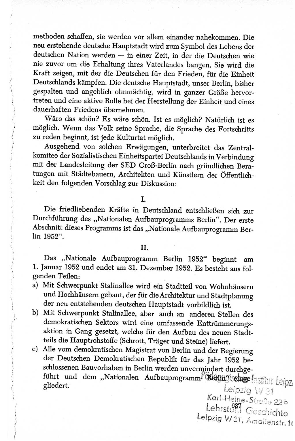 Dokumente der Sozialistischen Einheitspartei Deutschlands (SED) [Deutsche Demokratische Republik (DDR)] 1950-1952, Seite 637 (Dok. SED DDR 1950-1952, S. 637)