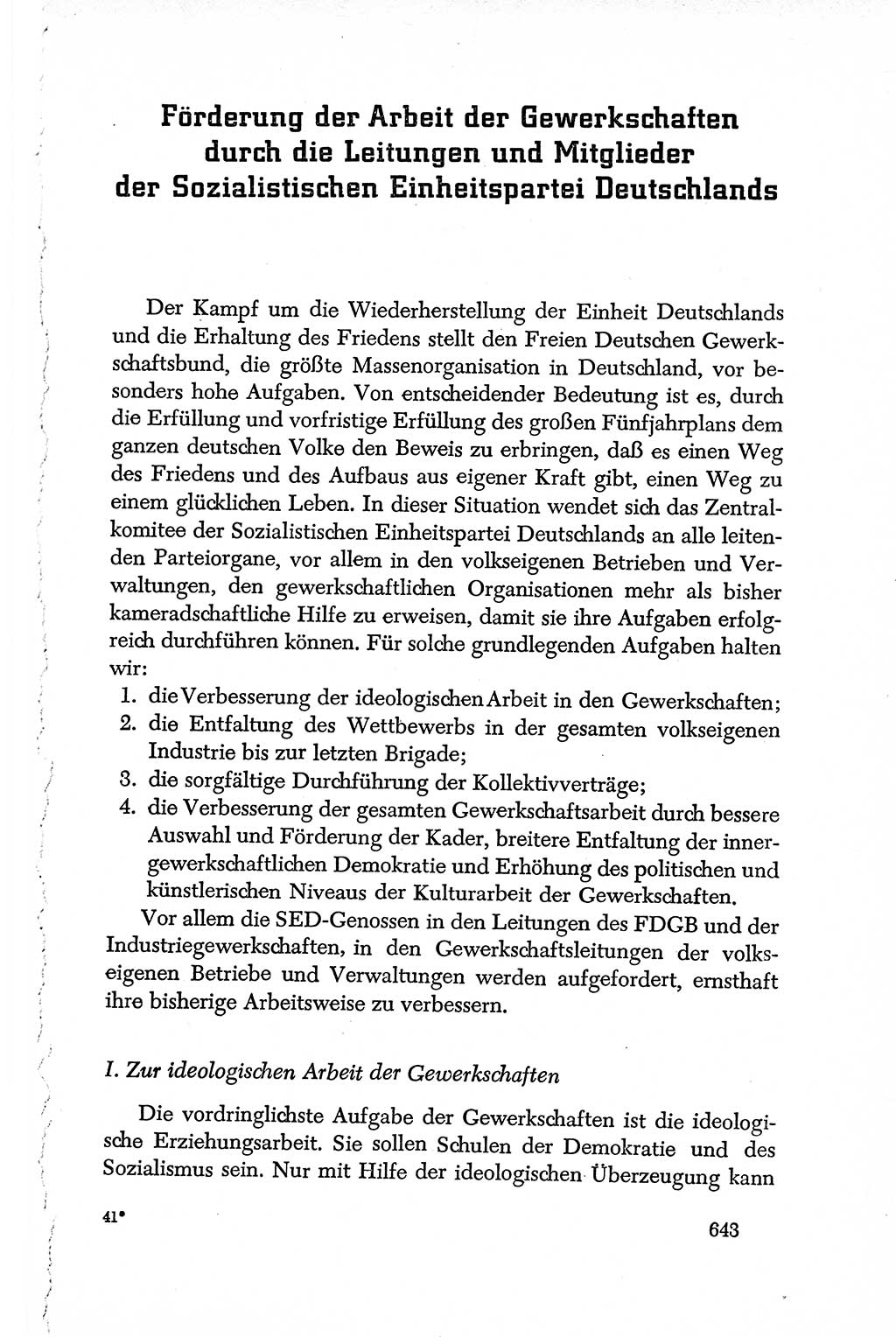 Dokumente der Sozialistischen Einheitspartei Deutschlands (SED) [Deutsche Demokratische Republik (DDR)] 1950-1952, Seite 643 (Dok. SED DDR 1950-1952, S. 643)