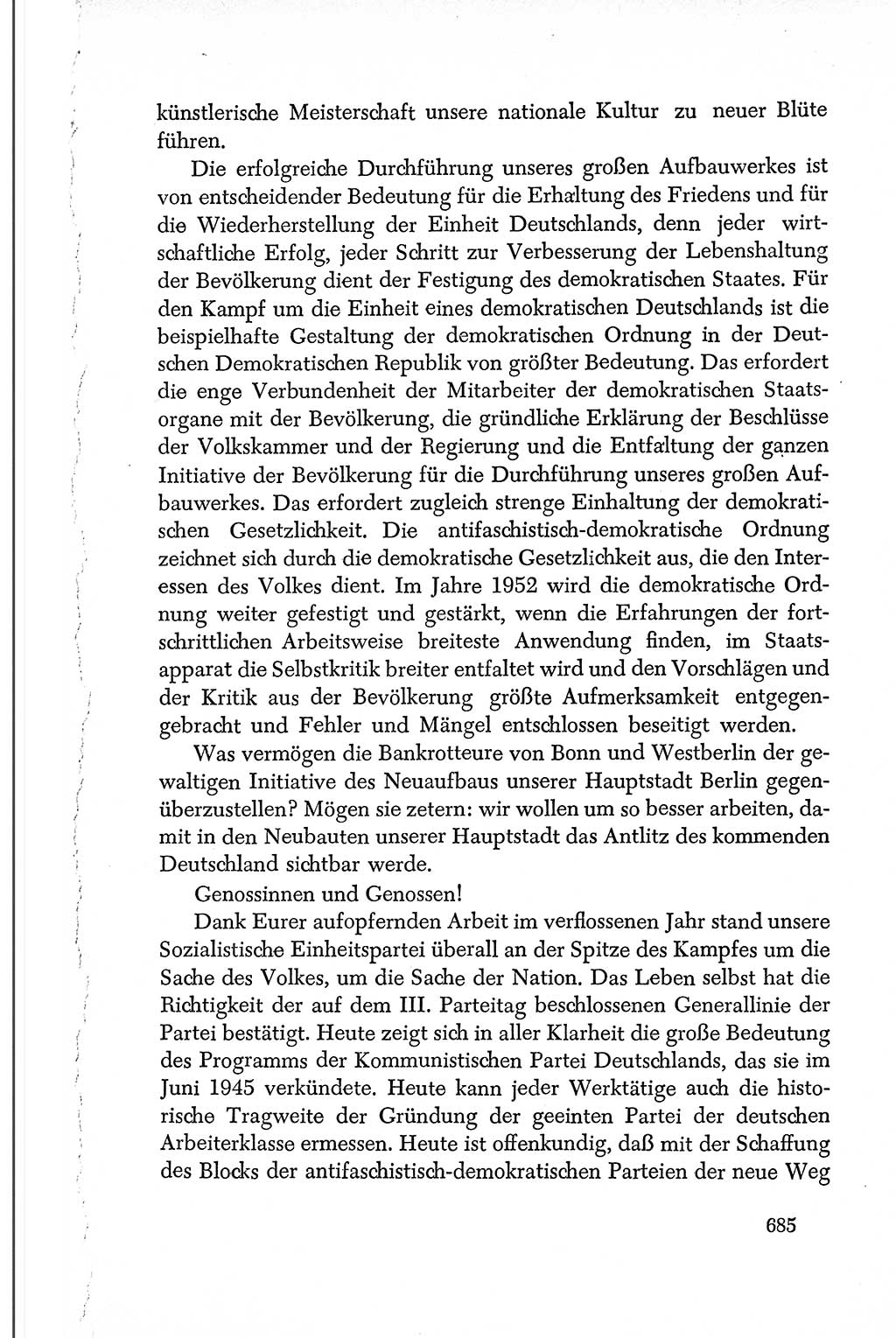 Dokumente der Sozialistischen Einheitspartei Deutschlands (SED) [Deutsche Demokratische Republik (DDR)] 1950-1952, Seite 685 (Dok. SED DDR 1950-1952, S. 685)