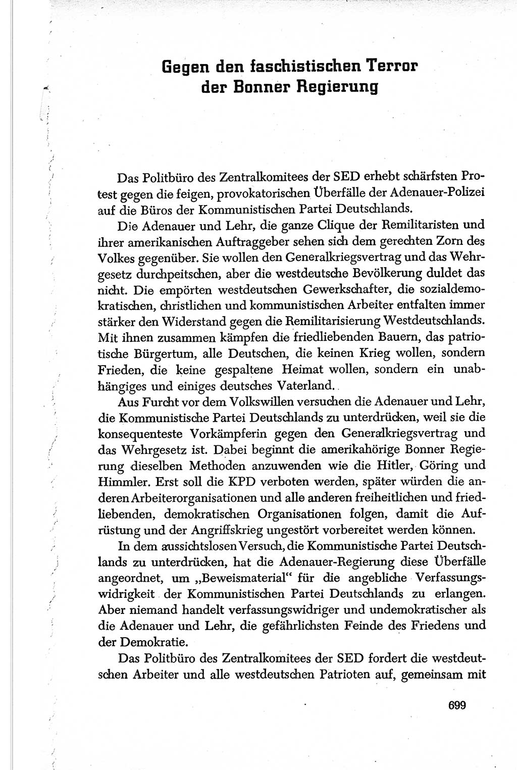 Dokumente der Sozialistischen Einheitspartei Deutschlands (SED) [Deutsche Demokratische Republik (DDR)] 1950-1952, Seite 699 (Dok. SED DDR 1950-1952, S. 699)