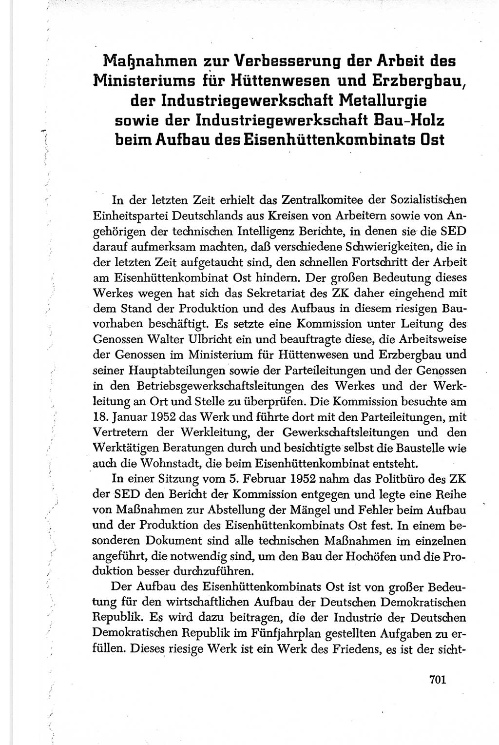 Dokumente der Sozialistischen Einheitspartei Deutschlands (SED) [Deutsche Demokratische Republik (DDR)] 1950-1952, Seite 701 (Dok. SED DDR 1950-1952, S. 701)