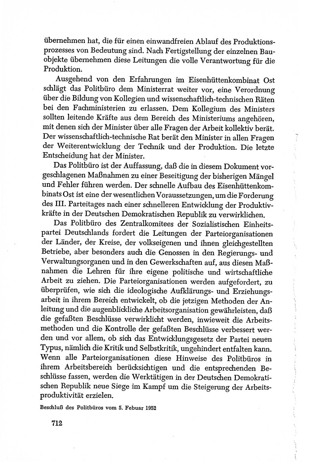 Dokumente der Sozialistischen Einheitspartei Deutschlands (SED) [Deutsche Demokratische Republik (DDR)] 1950-1952, Seite 712 (Dok. SED DDR 1950-1952, S. 712)