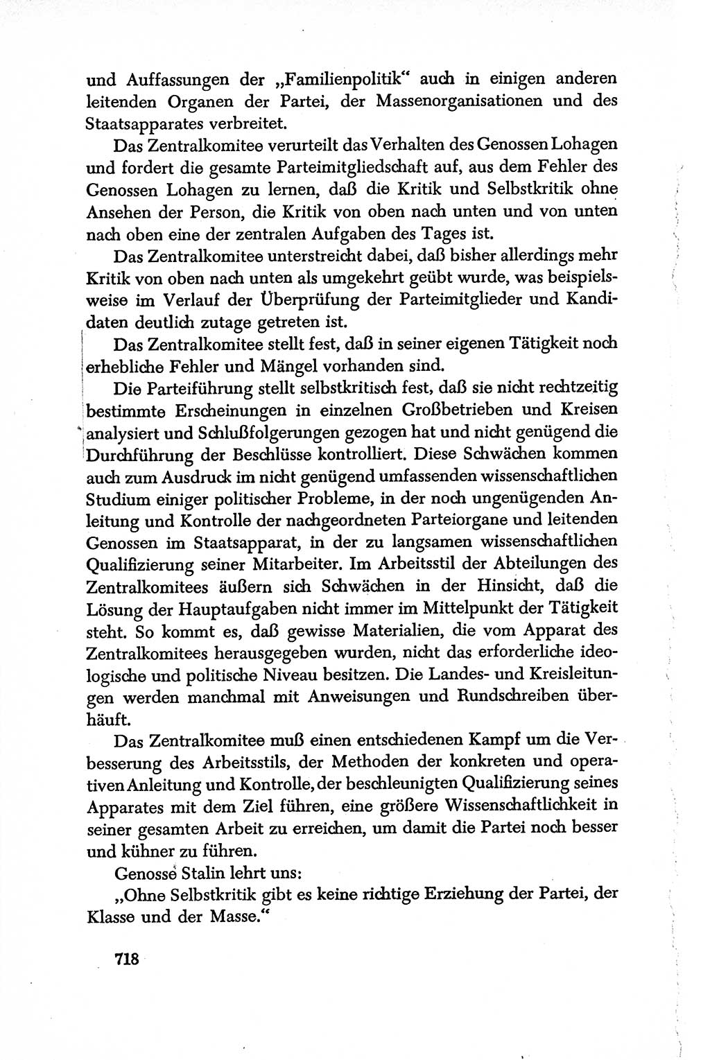 Dokumente der Sozialistischen Einheitspartei Deutschlands (SED) [Deutsche Demokratische Republik (DDR)] 1950-1952, Seite 718 (Dok. SED DDR 1950-1952, S. 718)