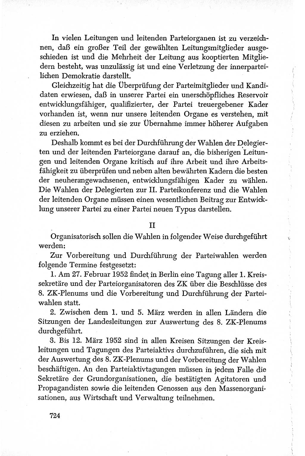 Dokumente der Sozialistischen Einheitspartei Deutschlands (SED) [Deutsche Demokratische Republik (DDR)] 1950-1952, Seite 724 (Dok. SED DDR 1950-1952, S. 724)