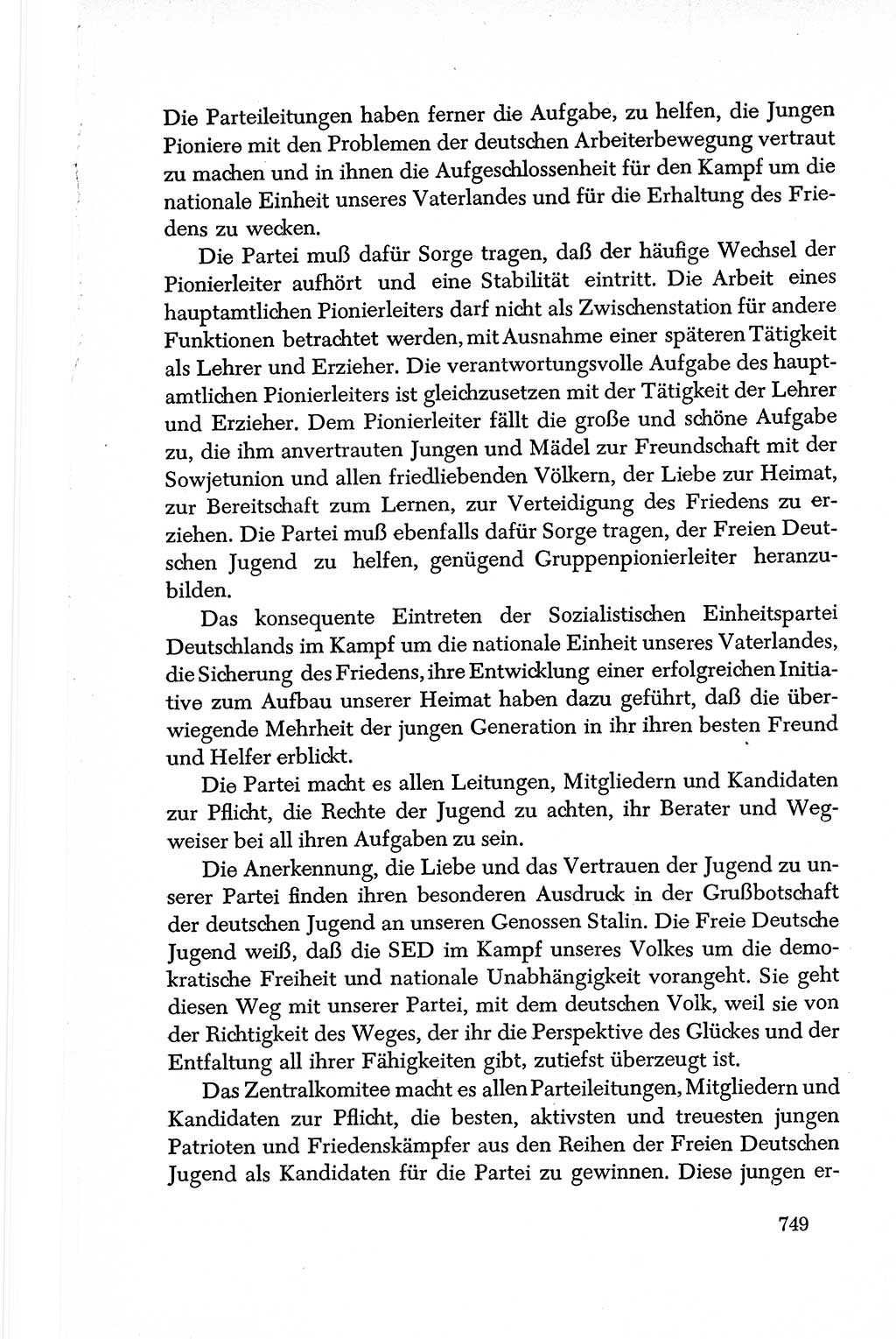 Dokumente der Sozialistischen Einheitspartei Deutschlands (SED) [Deutsche Demokratische Republik (DDR)] 1950-1952, Seite 749 (Dok. SED DDR 1950-1952, S. 749)