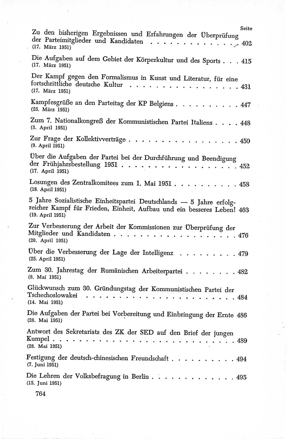 Dokumente der Sozialistischen Einheitspartei Deutschlands (SED) [Deutsche Demokratische Republik (DDR)] 1950-1952, Seite 764 (Dok. SED DDR 1950-1952, S. 764)