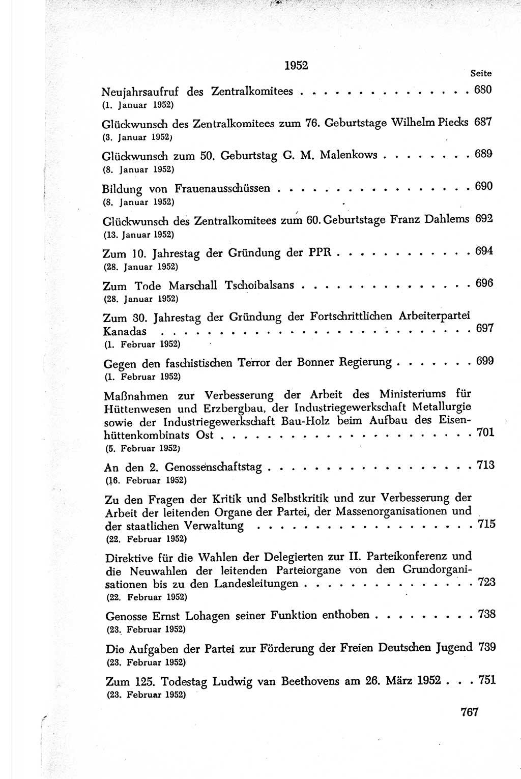 Dokumente der Sozialistischen Einheitspartei Deutschlands (SED) [Deutsche Demokratische Republik (DDR)] 1950-1952, Seite 767 (Dok. SED DDR 1950-1952, S. 767)