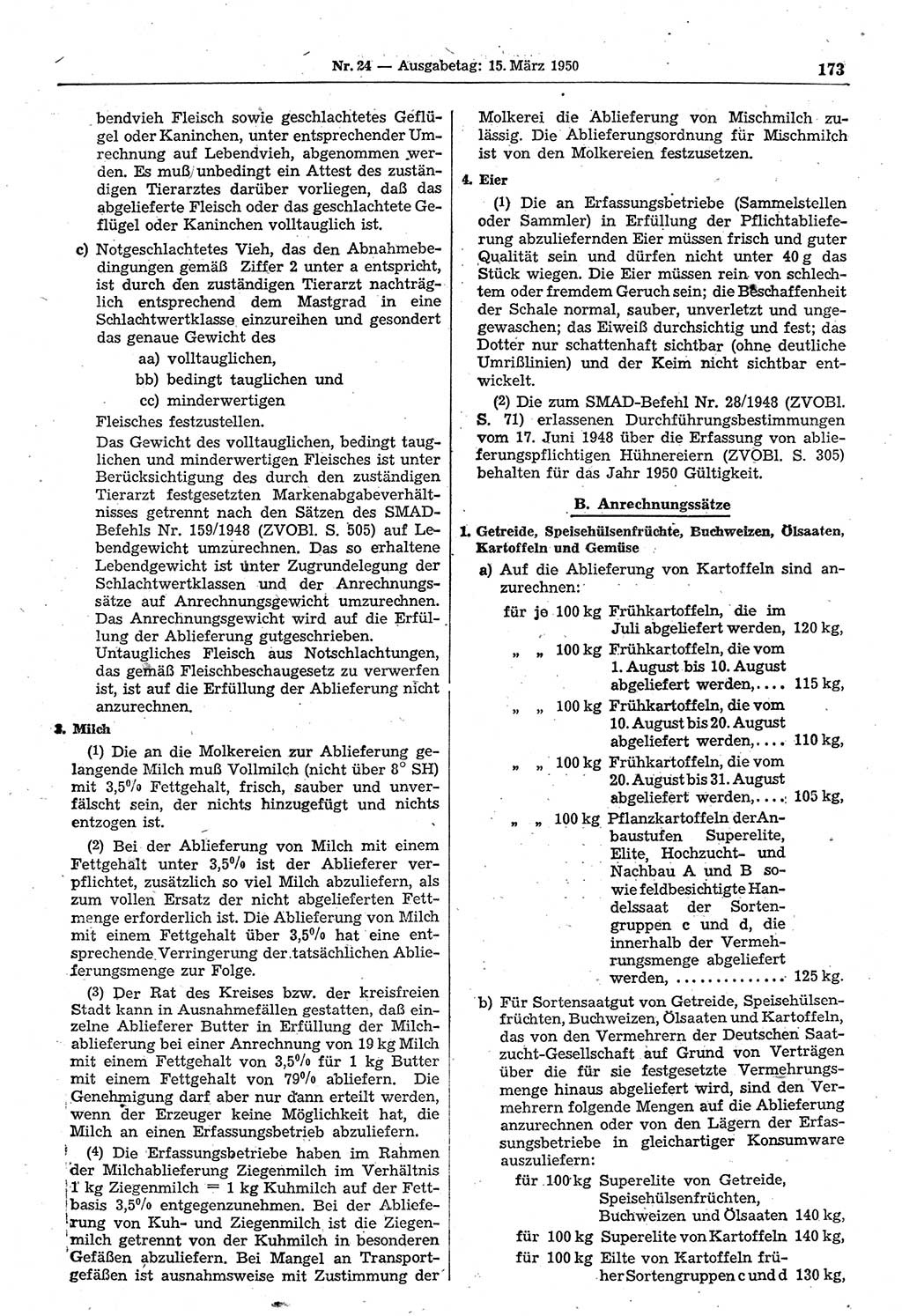 Gesetzblatt (GBl.) der Deutschen Demokratischen Republik (DDR) 1950, Seite 173 (GBl. DDR 1950, S. 173)