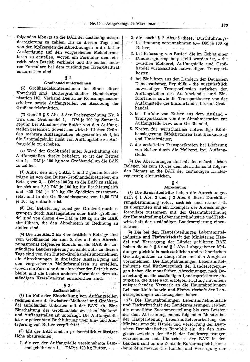 Gesetzblatt (GBl.) der Deutschen Demokratischen Republik (DDR) 1950, Seite 199 (GBl. DDR 1950, S. 199)