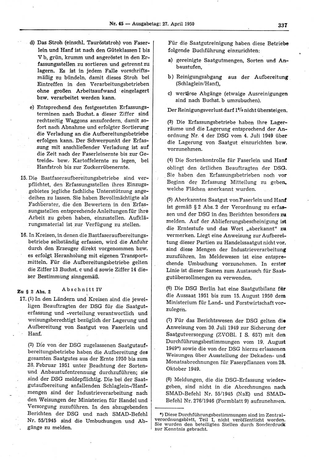 Gesetzblatt (GBl.) der Deutschen Demokratischen Republik (DDR) 1950, Seite 337 (GBl. DDR 1950, S. 337)