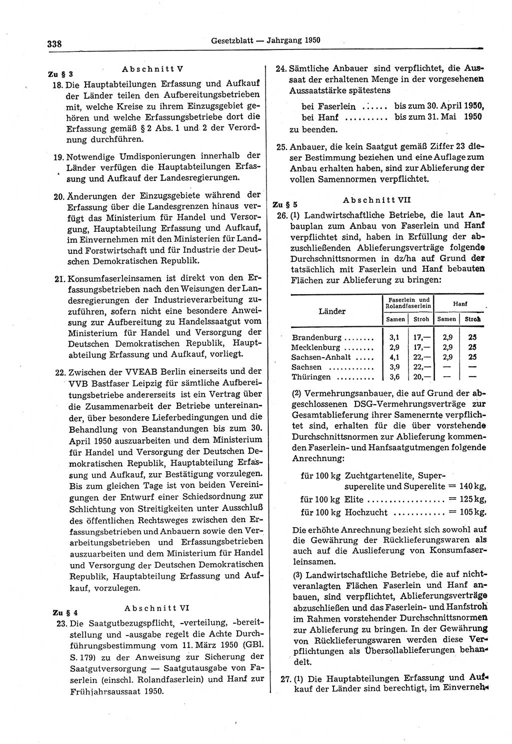 Gesetzblatt (GBl.) der Deutschen Demokratischen Republik (DDR) 1950, Seite 338 (GBl. DDR 1950, S. 338)