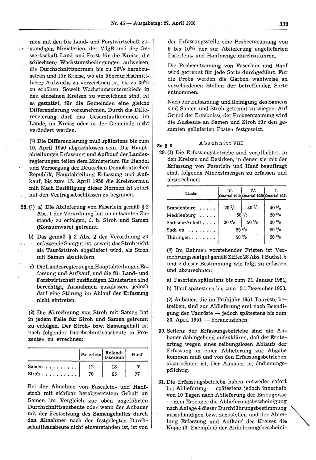 Gesetzblatt (GBl.) der Deutschen Demokratischen Republik (DDR) 1950, Seite 339 (GBl. DDR 1950, S. 339)