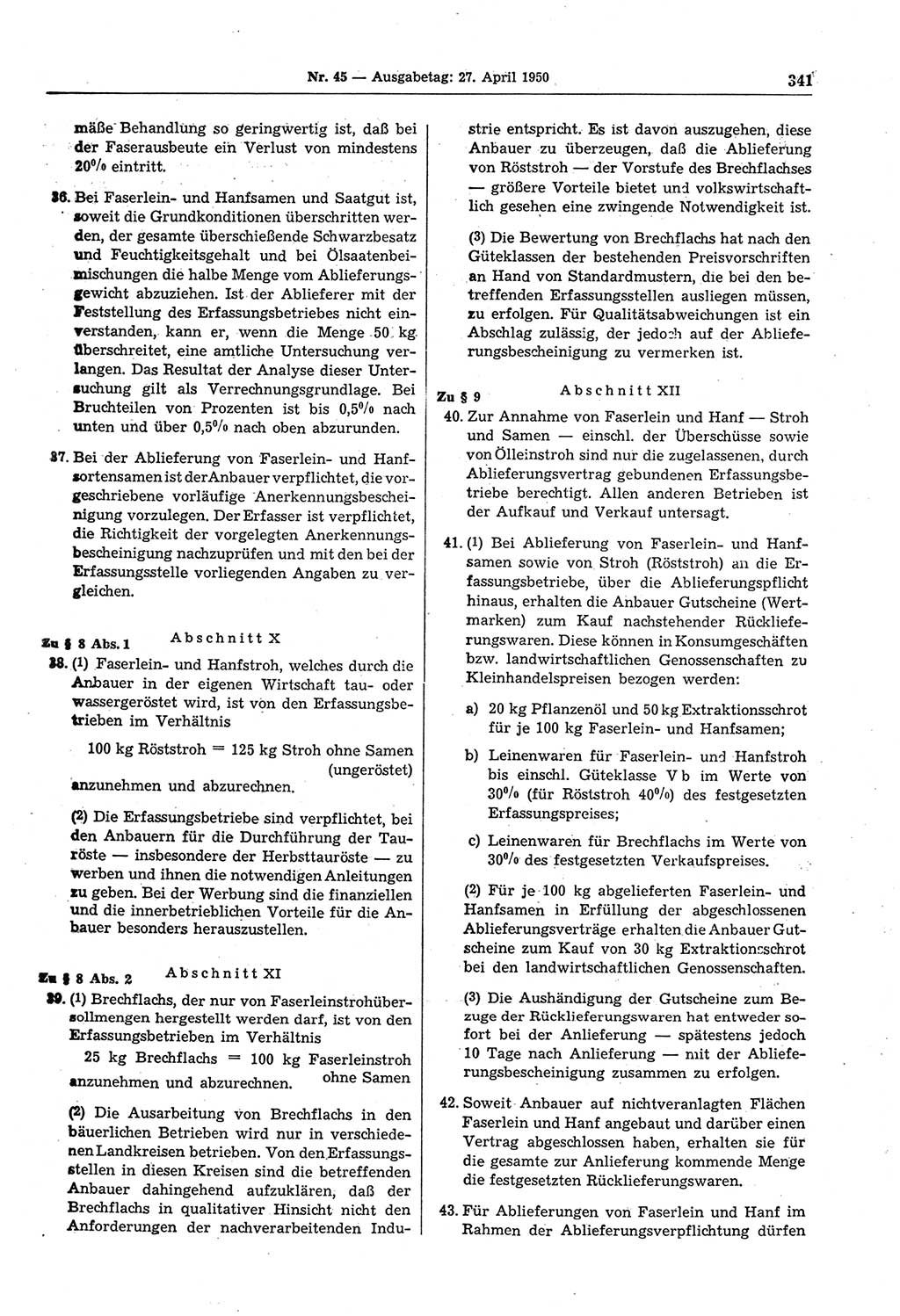 Gesetzblatt (GBl.) der Deutschen Demokratischen Republik (DDR) 1950, Seite 341 (GBl. DDR 1950, S. 341)