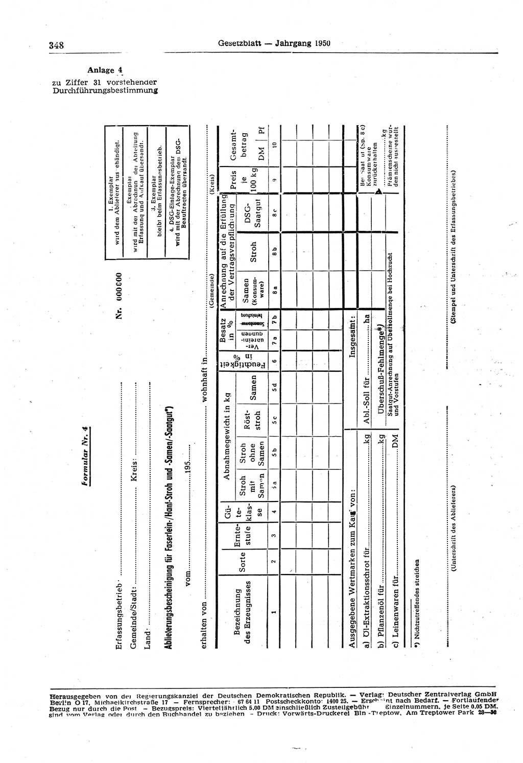 Gesetzblatt (GBl.) der Deutschen Demokratischen Republik (DDR) 1950, Seite 348 (GBl. DDR 1950, S. 348)