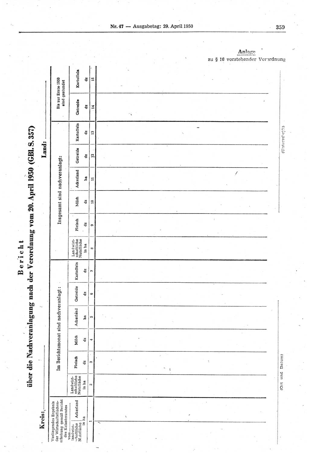 Gesetzblatt (GBl.) der Deutschen Demokratischen Republik (DDR) 1950, Seite 359 (GBl. DDR 1950, S. 359)