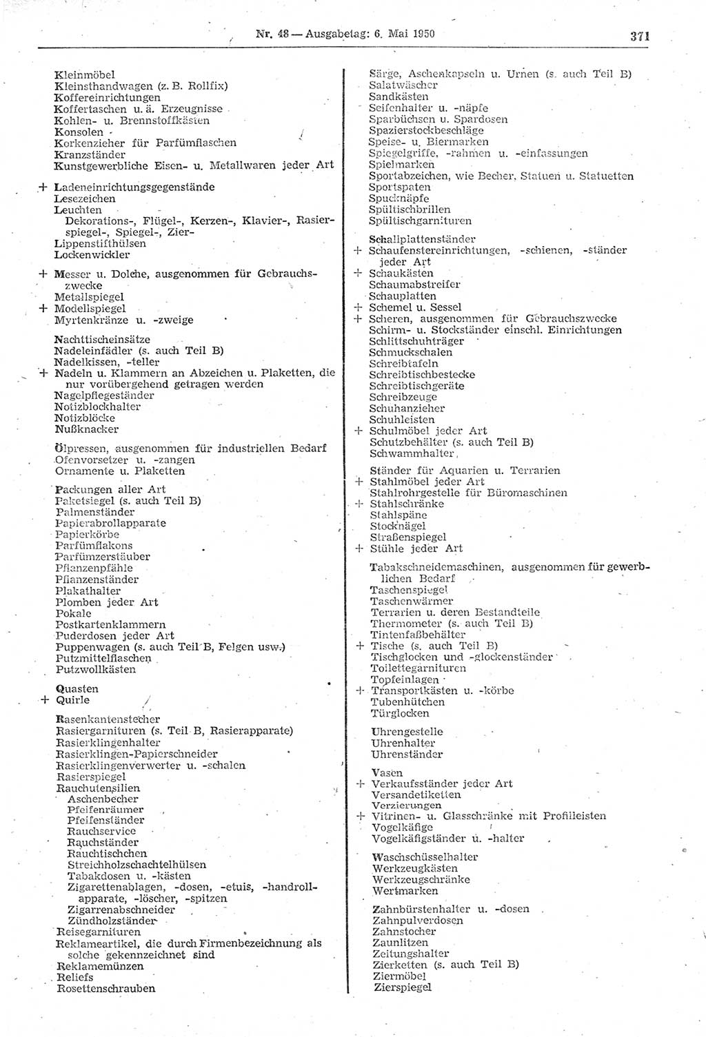 Gesetzblatt (GBl.) der Deutschen Demokratischen Republik (DDR) 1950, Seite 371 (GBl. DDR 1950, S. 371)