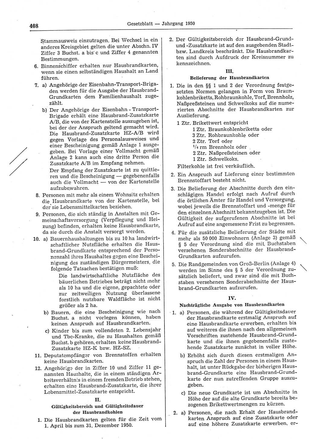 Gesetzblatt (GBl.) der Deutschen Demokratischen Republik (DDR) 1950, Seite 408 (GBl. DDR 1950, S. 408)