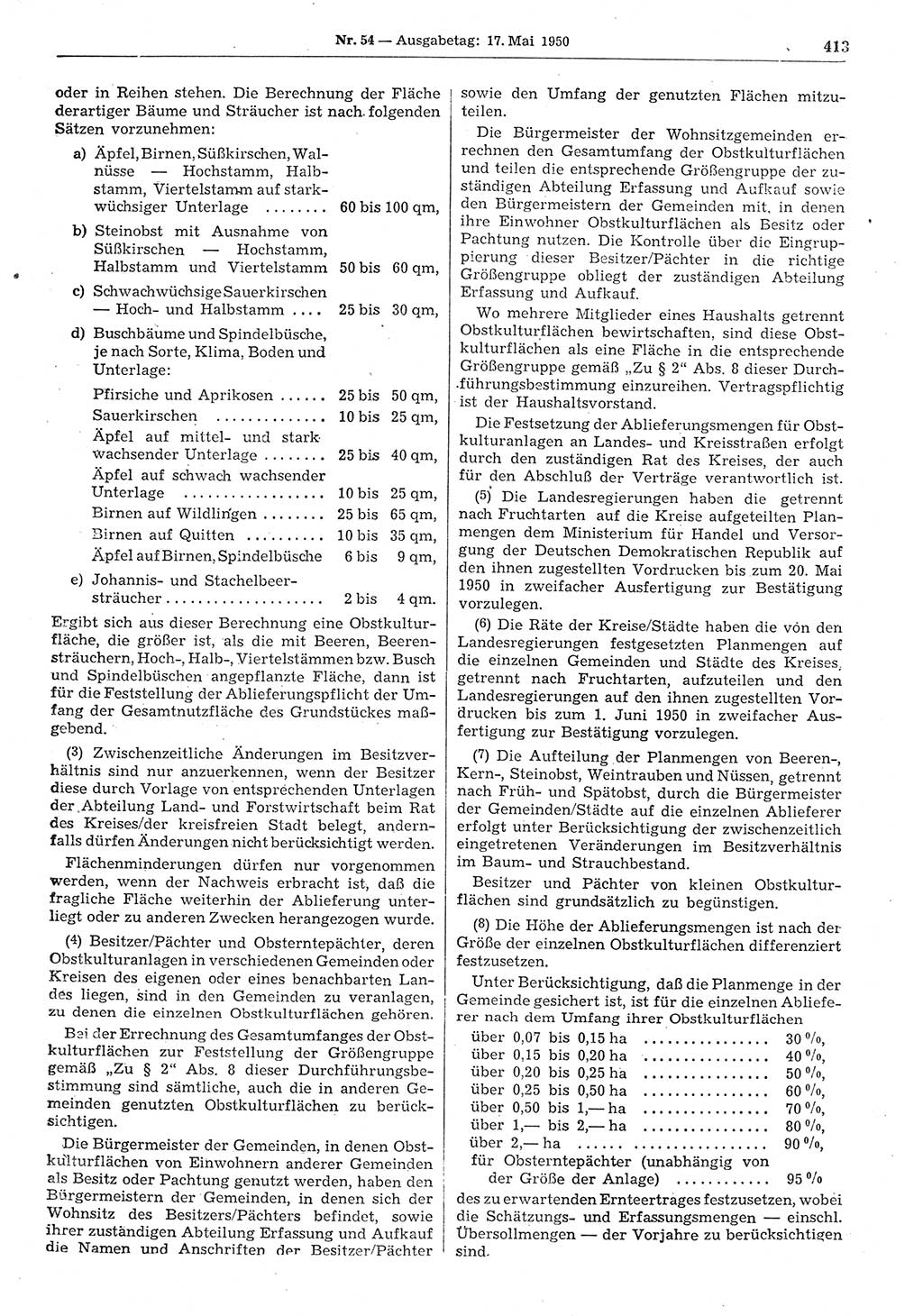 Gesetzblatt (GBl.) der Deutschen Demokratischen Republik (DDR) 1950, Seite 413 (GBl. DDR 1950, S. 413)