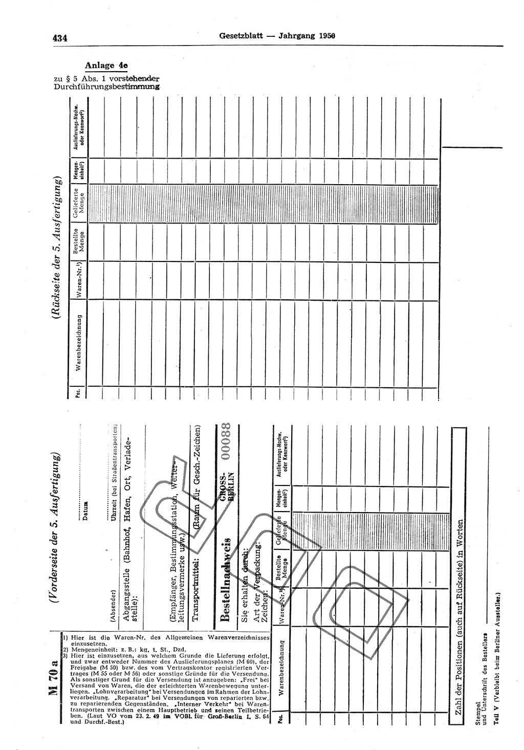 Gesetzblatt (GBl.) der Deutschen Demokratischen Republik (DDR) 1950, Seite 434 (GBl. DDR 1950, S. 434)