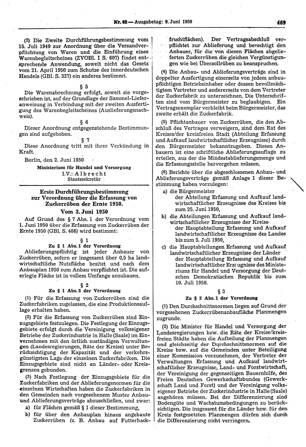 Gesetzblatt (GBl.) der Deutschen Demokratischen Republik (DDR) 1950, Seite 469 (GBl. DDR 1950, S. 469)