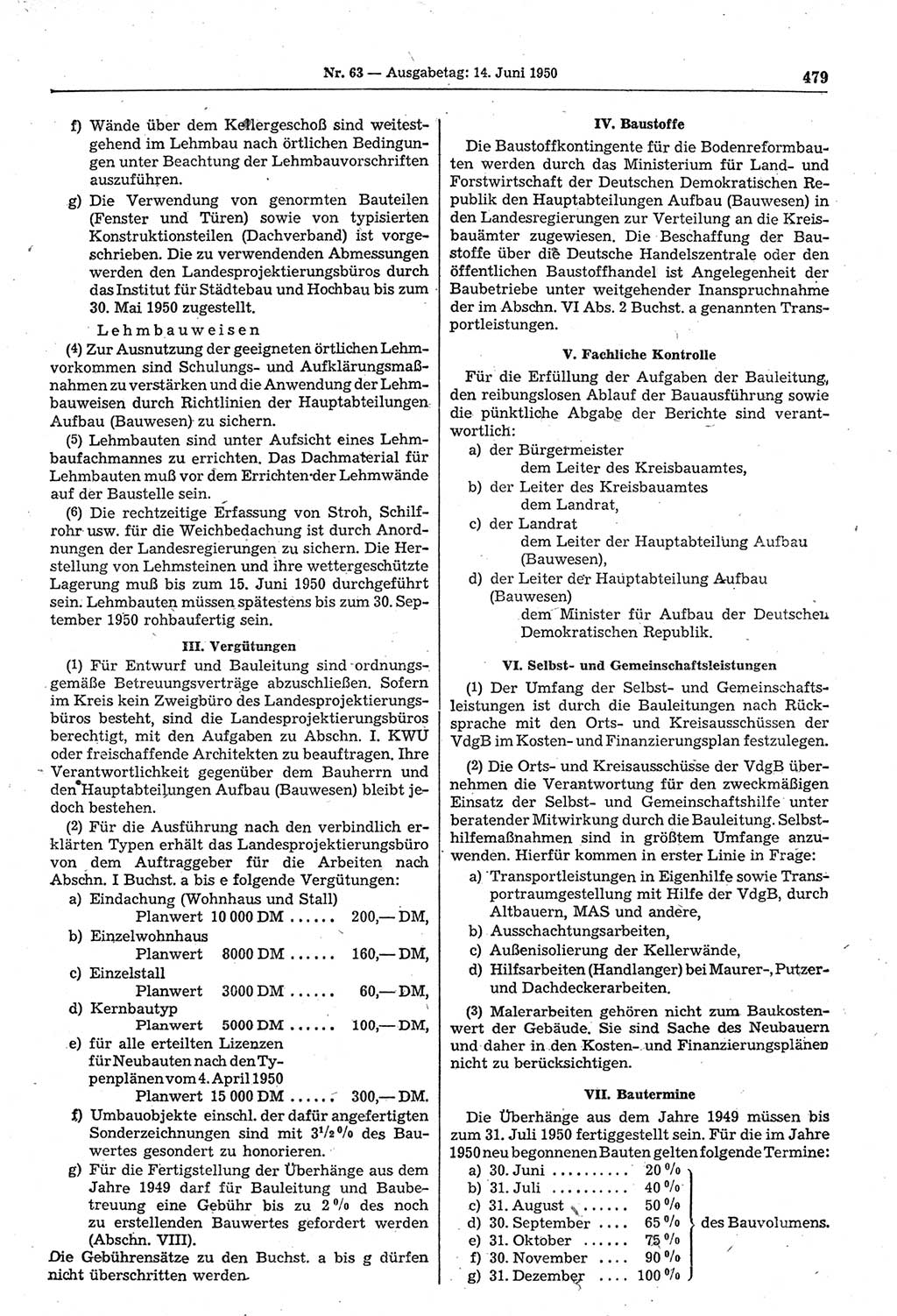 Gesetzblatt (GBl.) der Deutschen Demokratischen Republik (DDR) 1950, Seite 479 (GBl. DDR 1950, S. 479)