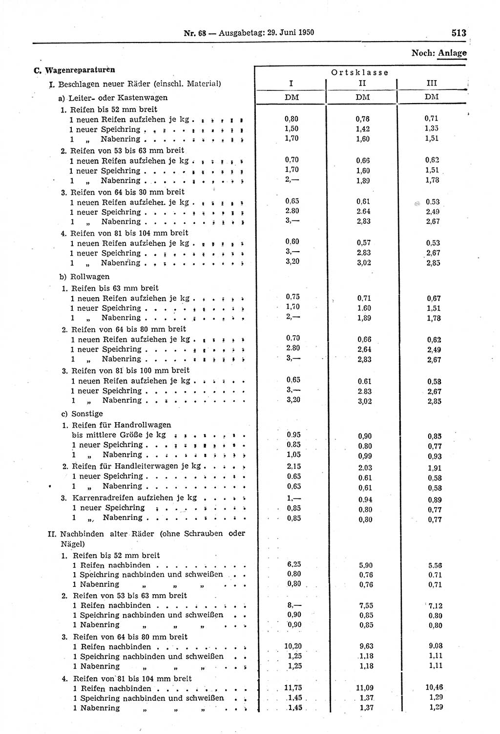 Gesetzblatt (GBl.) der Deutschen Demokratischen Republik (DDR) 1950, Seite 513 (GBl. DDR 1950, S. 513)
