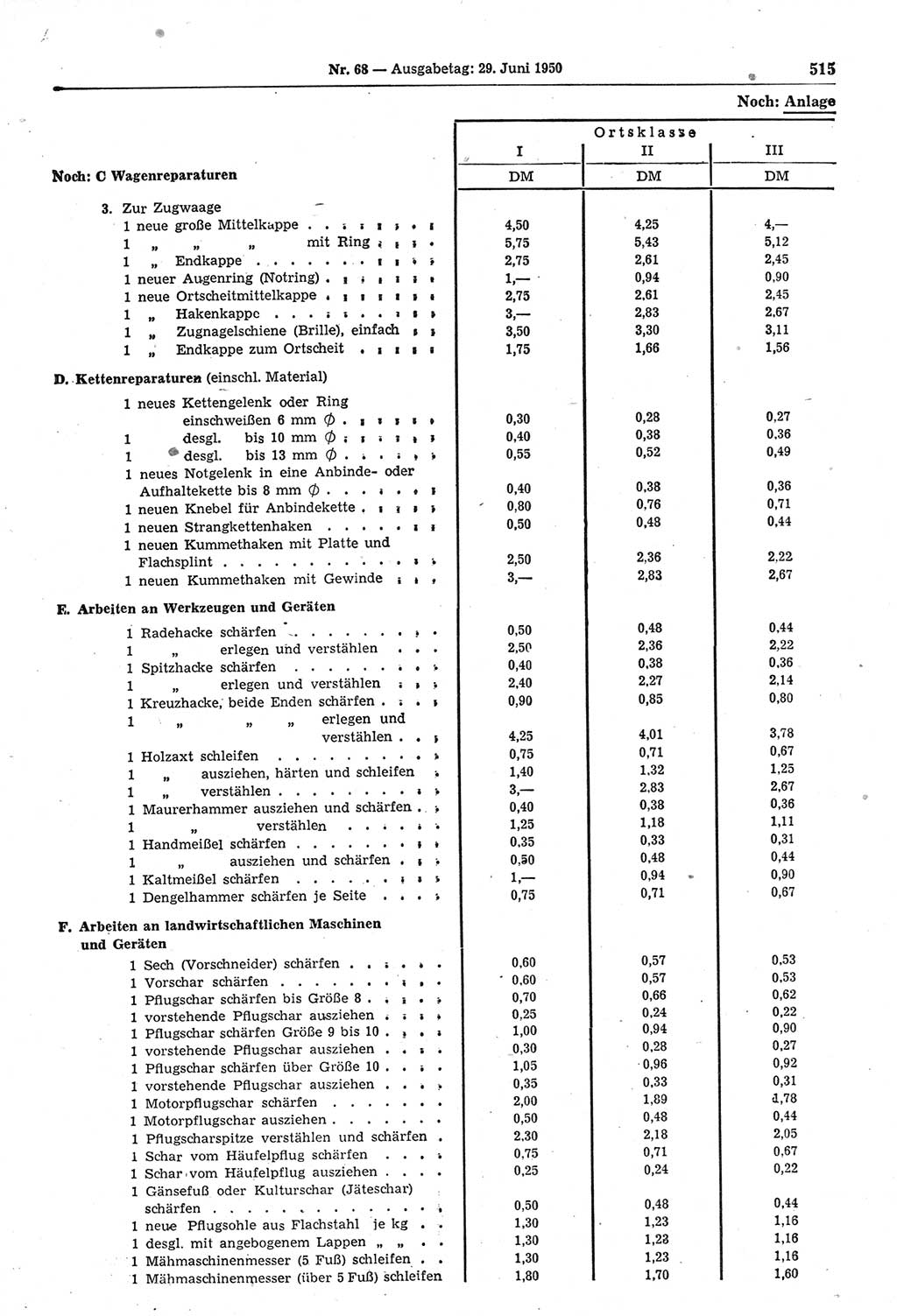Gesetzblatt (GBl.) der Deutschen Demokratischen Republik (DDR) 1950, Seite 515 (GBl. DDR 1950, S. 515)