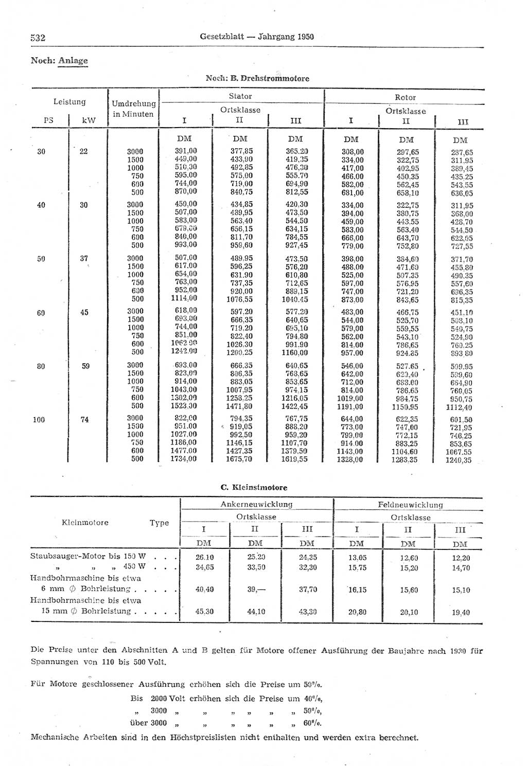 Gesetzblatt (GBl.) der Deutschen Demokratischen Republik (DDR) 1950, Seite 532 (GBl. DDR 1950, S. 532)