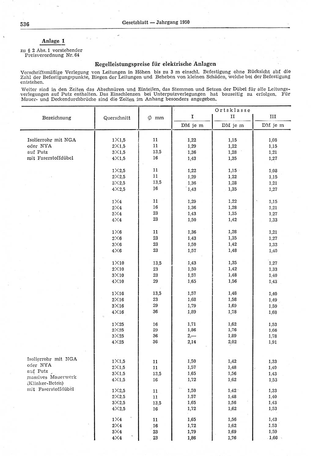 Gesetzblatt (GBl.) der Deutschen Demokratischen Republik (DDR) 1950, Seite 536 (GBl. DDR 1950, S. 536)