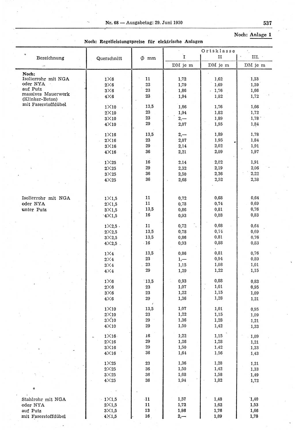 Gesetzblatt (GBl.) der Deutschen Demokratischen Republik (DDR) 1950, Seite 537 (GBl. DDR 1950, S. 537)