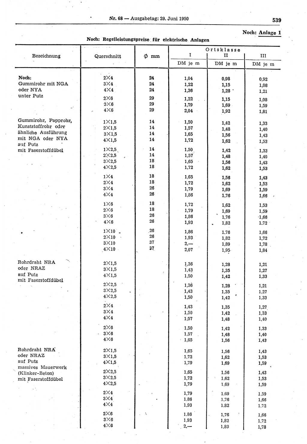 Gesetzblatt (GBl.) der Deutschen Demokratischen Republik (DDR) 1950, Seite 539 (GBl. DDR 1950, S. 539)